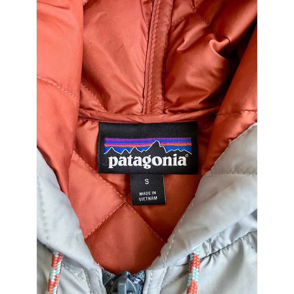 Patagonia Mens Small Diamond Quilted Bomber Hoody Smolder Blue Colorway
